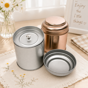 Ready Stock Multicolor Round Tea Storage Canister Double Sealed Lid Metal Tin Can For Kitchen Tea Coffee Grain Herb Storage - Product Image 1