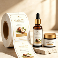 Étiquettes cosmétiques adhésives en vinyle personnalisées, imperméables, recyclables et réutilisables, autocollants d'emballage avec logo privé, découpés à la forme pour parfums