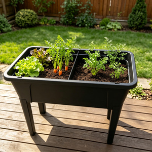 Jardinera de Plástico Resistente con Tapa Transparente, Jardinera Rectangular Elevada Moderna para Vegetales y Flores - Product Image 1