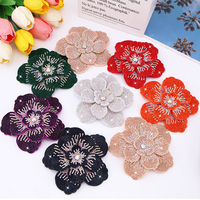 Applique brodée 3D en strass de cristal faite à la main de 10,7 cm, motif floral perlé, non-tissée, à coudre pour sacs, vêtements, chaussures, chapeaux