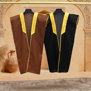 Arap Çocukları Bişt Yelek Takımı Erkek Çocuklar İçin Thobe Kıyafetleri Çocuklar İçin Altın İşlemeli Pelerin Müslüman Cübbe Dubai Suudi Arab Elbisesi Ramazan - Product Image 5