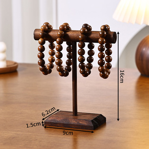 Jewelry Organizer Stand Wooden <b>T</b>-<b>Bar</b> Necklace Rack Bracelet Holder Display Selling Bangle - Product Image 2
