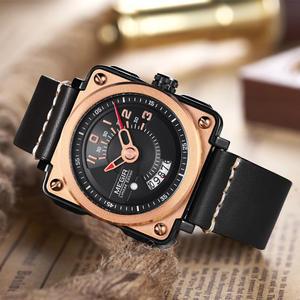Stylish square genuine leather calendar sporty large dial <b>watch</b> for <b>men</b> - Product Image 4