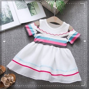 European Baby Products Models Striped Evening Maxi Children Girls Dresses for Retail From Clothes Making Factories - Product Image 5