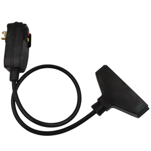 Cable de Extensión GFCI de 15A, 3 Tomas NEMA 5-15P a 3 NEMA 5-15R, Cable Resistente a la Intemperie 14/3 SJTW para Exteriores y Construcción - Product Image 1