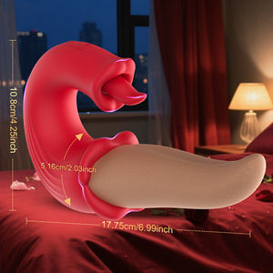 هزاز اللسان المزدوج مع اهتزاز تحفيز البظر ونقطة G من السيليكون، قابل لإعادة الشحن عبر USB، مقاوم للماء، ألعاب جنسية للأزواج - Product Image 6