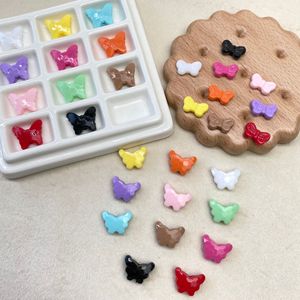 Perles acryliques multicolores papillon à trou droit, perles en vrac, accessoires de bijoux DIY Macaron, matériaux pour chaînes de téléphone - Product Image 2