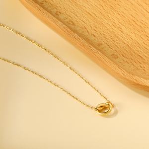 Collares Apilables de Acero Inoxidable con Cadena de Eslabones, Joyería de Moda para Mujer, Chapado en Oro de 18K, Collar con Colgante de Nudo Simple, para Regalo - Product Image 6