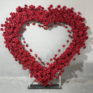 رنش زهور اصطناعية قوس أزهار أزهار ورد أحمر قوس قوس لترتيب حفلات الزفاف - Product Image 4