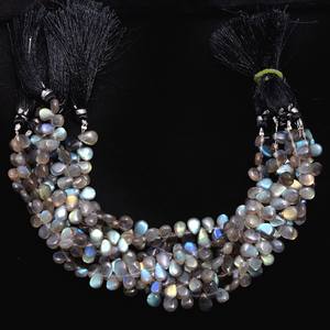 AAA Labradorite Gemstone 5x8mm Lisse Poire Briolette Naturel Haut Feu Labradorite Semi-Précieuse Gemme Perles Lâches Pour Bijoux - Product Image 4