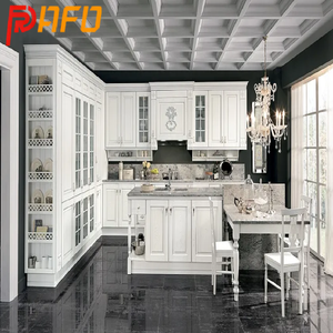 مطبخ فاخر مخصص بسطح رخامي مع جزيرة، أثاث مطبخ كامل على الطراز الأمريكي، خزائن مطبخ بيضاء أوتوماتيكية - Product Image 4