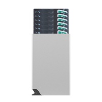 Portefeuille fin vintage en alliage d'aluminium pour hommes et femmes avec protection RFID, sans fermeture, porte-cartes multifonction et poche à monnaie