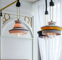 Lustre suspendu moderne en cristal de style nordique avec abat-jour en tissu, blanc chaud, intensité variable, lampe de plafond intérieure AC pour hôtels