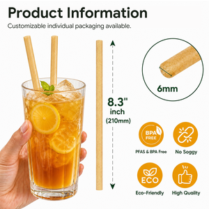 Sugarcane Bagasse <b>Straws</b> 8.3 Inch Compostable Biodegradable Eco Friendly <b>Drinking</b> <b>Straws</b> <b>for</b> Boba Tea PFAS-Free FDA Compliant - Product Image 2