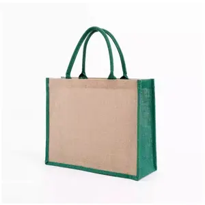 Custom Solid Color Linen Tote Bag Side Color Custom Shopping Bag Reusable Eco-friendly Beach Bag