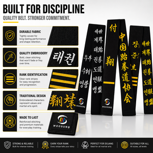 <span class=keywords><strong>Ceinture</strong></span> <span class=keywords><strong>noire</strong></span> de Taekwondo en tissu durable, broderie de grade en coton, pour hommes, femmes, enfants, adultes, entraînement au Dojang, qualité excellente, Gi - Product Image 3