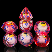 Ensemble de dés en résine découpée DND avec yeux mobiles, 7 pièces, dés polyédriques pour jeu de table Dungeons & Dragons, dés réalistes avec yeux sanglants