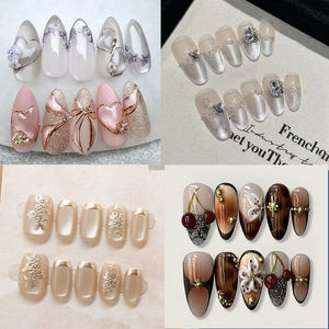 Uñas Postizas de Gel Suave con Punta Francesa y Logotipo Personalizado, Juego de Uñas Postizas Cortas Almendradas de Lujo, Uñas Artificiales - Product Image 3