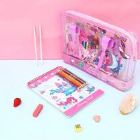 Sac cadeau en PVC pour enfants ensemble de papeterie avec crayons de couleur produits scolaires livre de coloriage règle porte-crayon timbres retour à l'école