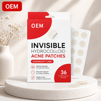 Patchs Hydrocolloïdes Anti-Acné Marque Blanche, Invisibles, Imperméables, Ultra-Fins, Traitement des Boutons et Imperfections, 36 Unités, OEM