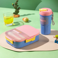 Boîte à lunch compartimentée à quatre sections avec gobelet, compatible micro-ondes, qualité alimentaire, pour étudiants