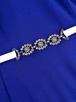 Robe mi-longue ajustée à col rond et volants, color-block, pour femme grande taille, avec ceinture ornée de strass, idéale pour les soirées estivales