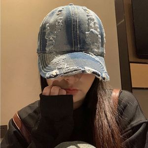 Women's New Washed Denim Baseball Cap Trendy Distressed Outdoor Daily Fashion Baseball <b>Hats</b> - Product Image 3