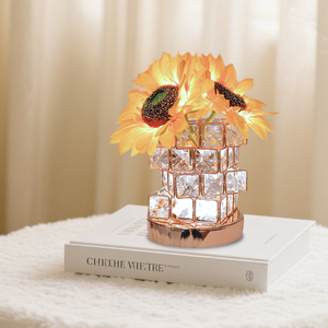 Tournesols Fleur Lampe Plug-In Rechargeable Sans Fil Interrupteur Contrôle Lampe De Table 3 Couleurs Infiniment Gradation Petite Veilleuse - Product Image 4