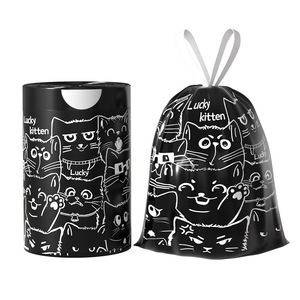 Lucky Kitten Drawstring Trash Bags 45x50cm Thickened Double Sided For Kitchen Dormitory Use 80 Pieces - Product Image 4