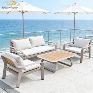Ensemble <span class=keywords><strong>de</strong></span> meubles <span class=keywords><strong>de</strong></span> <span class=keywords><strong>jardin</strong></span> d'extérieur toutes saisons, décoration en <span class=keywords><strong>bois</strong></span>, structure en aluminium, ensemble <span class=keywords><strong>de</strong></span> canapé modulaire <span class=keywords><strong>de</strong></span> <span class=keywords><strong>jardin</strong></span> d'extérieur 4 pièces - Product Image 1