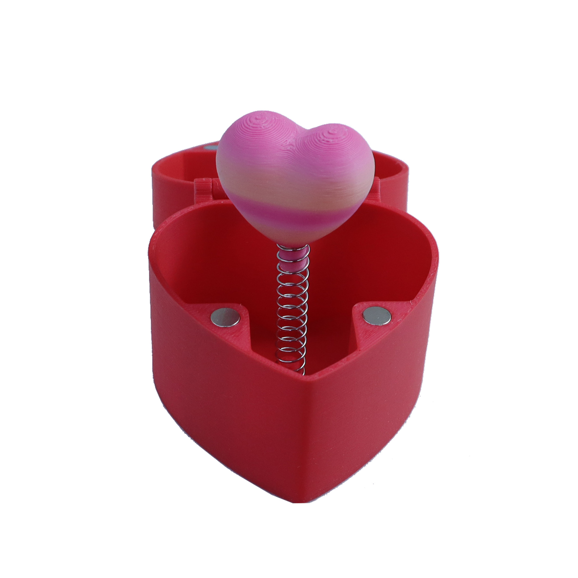 Boîte rouge - Coeur rose pêche