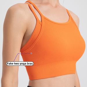 Ách có thể tháo rời đệm trở lại liền mạch tác động cao hàng đầu mặc phòng tập thể dục chạy thể thao áo ngực phụ nữ cô gái siêu mềm tập thể dục tập thể dục - Product Image 5