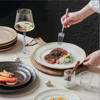 Assiettes de Dîner en Céramique Vintage 7/8/10 Pouces, Vaisselle en Porcelaine Robuste et Personnalisable, Assiettes à Steak et à Spaghetti