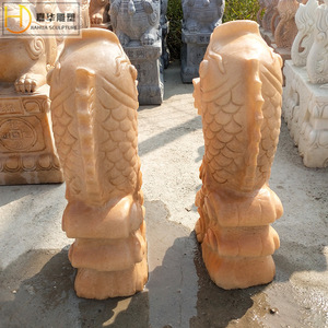 Fuente Decorativa de Piedra Tallada Jiahua con Forma de Carpa Roja al Atardecer, Estilo Europeo, para Exteriores, Escultura Animal Duradera - Product Image 4