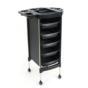 Chariot de Salon à Roulettes Noir avec Plateau Organisateur et Tiroirs pour Coiffeur, Esthéticienne, Barbier, Spa, Studio - Product Image 5