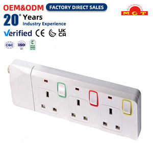 Rallonge électrique personnalisable 3m 5m blanche CE avec 3 prises, interrupteur et <span class=keywords><strong>voyant</strong></span> lumineux rouge - Product Image 1