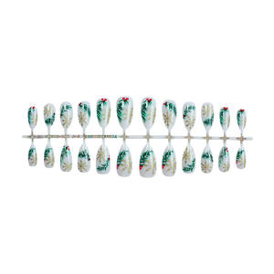 Automne Hiver Noël Ins Style 24pc Boîte Faux Ongles Portable Vert Pin Arbre Ongles Conseils pour Doigts Style Français - Product Image 6