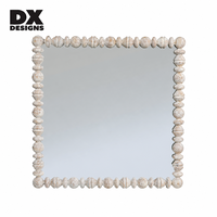 Miroir mural décoratif de style rustique vintage avec cadre en perles de bois vieilli DX Designs pour l'entrée et la décoration de la maison