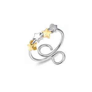 Cincin Fidget pelepas kecemasan bintang untuk cincin jari indeks kecemasan jantung cincin Spinner Fidget yang dapat disesuaikan