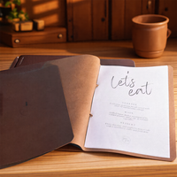 Porte-menu personnalisé en cuir véritable format A5, durable, de qualité supérieure, rétro, universel pour restaurant, café