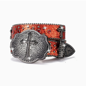 <span class=keywords><strong>Ceinture</strong></span> <span class=keywords><strong>noire</strong></span> en alliage de zinc style vintage avec grande <span class=keywords><strong>boucle</strong></span> à tête, sangle cloutée, rivets à motif croisé et œillets – Esthétique audacieuse et affirmée - Product Image 3