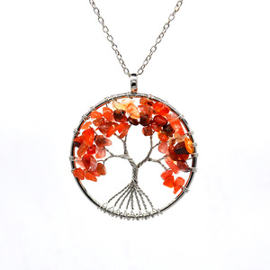 Collar con colgante de árbol de la vida de piedra Natural para mujer, collar de cristal de cuarzo de Color hecho a mano de <span class=keywords><strong>7</strong></span> Chakras, joyería de boda para mujer - Product Image 4