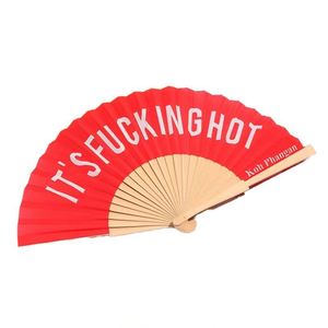 Abanico Plegable Personalizado de 23 cm, Hermoso Abanico de Madera para Baile al Aire Libre, Promocional, de Poliéster, Algodón y Bambú, con Diseño Pintado de Amor, en Oferta - Product Image 1