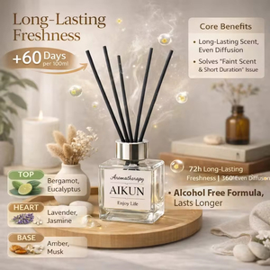 น้ำหอมปรับอากาศออยล์อโรมาเธอราพี ยี่ห้อ Aikun Luxury ขนาดใหญ่ ปราศจากแอลกอฮอล์ เป็นมิตรต่อสิ่งแวดล้อม กลิ่นหอมติดทนนาน ใช้ก้านไม้หอมจากฝรั่งเศส - Product Image 5
