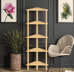 Небольшое пространство 5-ярусная бамбуковая угловая книжная полка современный дизайн многоцелевой стеллаж для легкой сборки гостиной натуральный - Product Image 1