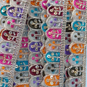 Encaje Étnico Multicolor Bordado para Saree, Vestido, Blusa, Dupatta - Product Image 1