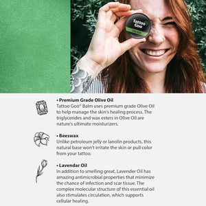 Baume après-tatouage <span class=keywords><strong>Tattoo</strong></span> <span class=keywords><strong>Goo</strong></span> 0,32 oz (format voyage) à l'huile d'olive naturelle et à la cire d'abeille, favorise des couleurs vives, hydrate la nouvelle encre corporelle - Product Image 2