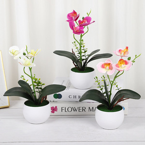 Orquídeas Phalaenopsis artificiales de Yiwu Datuo Florist, plantas decorativas en maceta de 18x24 cm para uso en interiores, hogar y oficina. - Product Image 2
