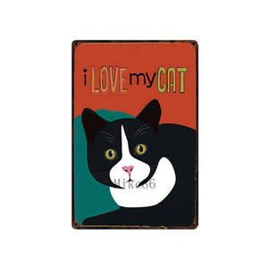<span class=keywords><strong>J</strong></span>'aime Mon Chat Tigré Birman Chats Noirs Étain Signe Bon Marché Plaque - Product Image 4