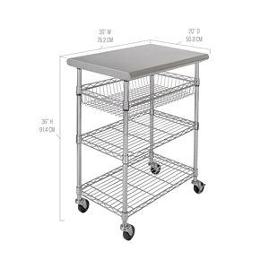Seville Classic Heavy-Duty Stainless Steel Utility Cart 3 Layered grid rack workbench With wheels - Product Image 1